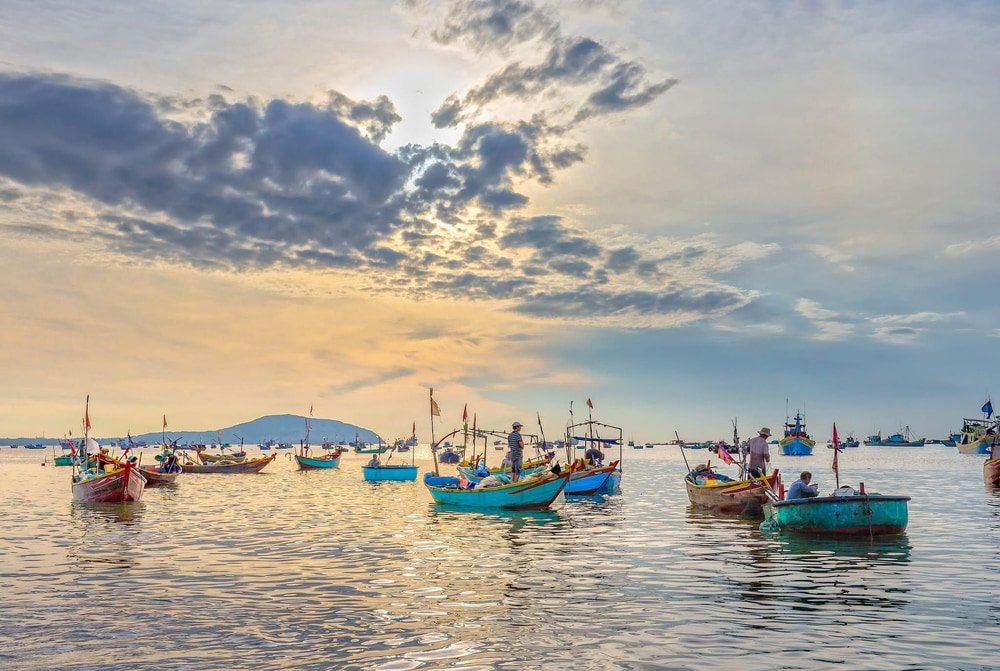Quang cảnh thuyền thúng nhộn nhịp